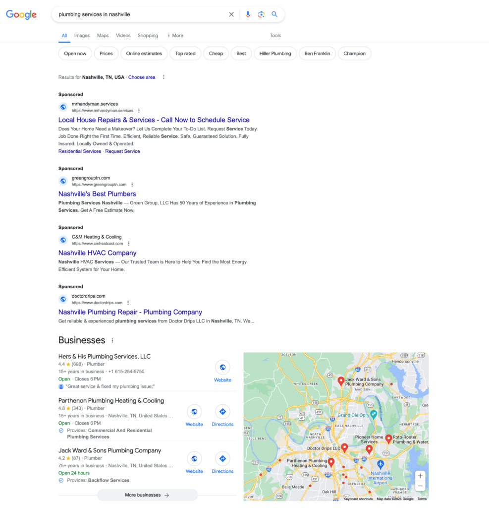 google plumbing services